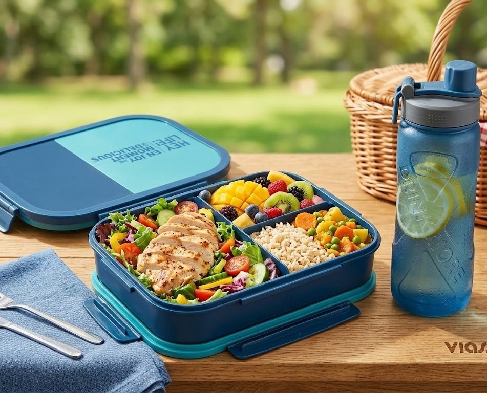 3-Compartment Bento Box & Bottle Set