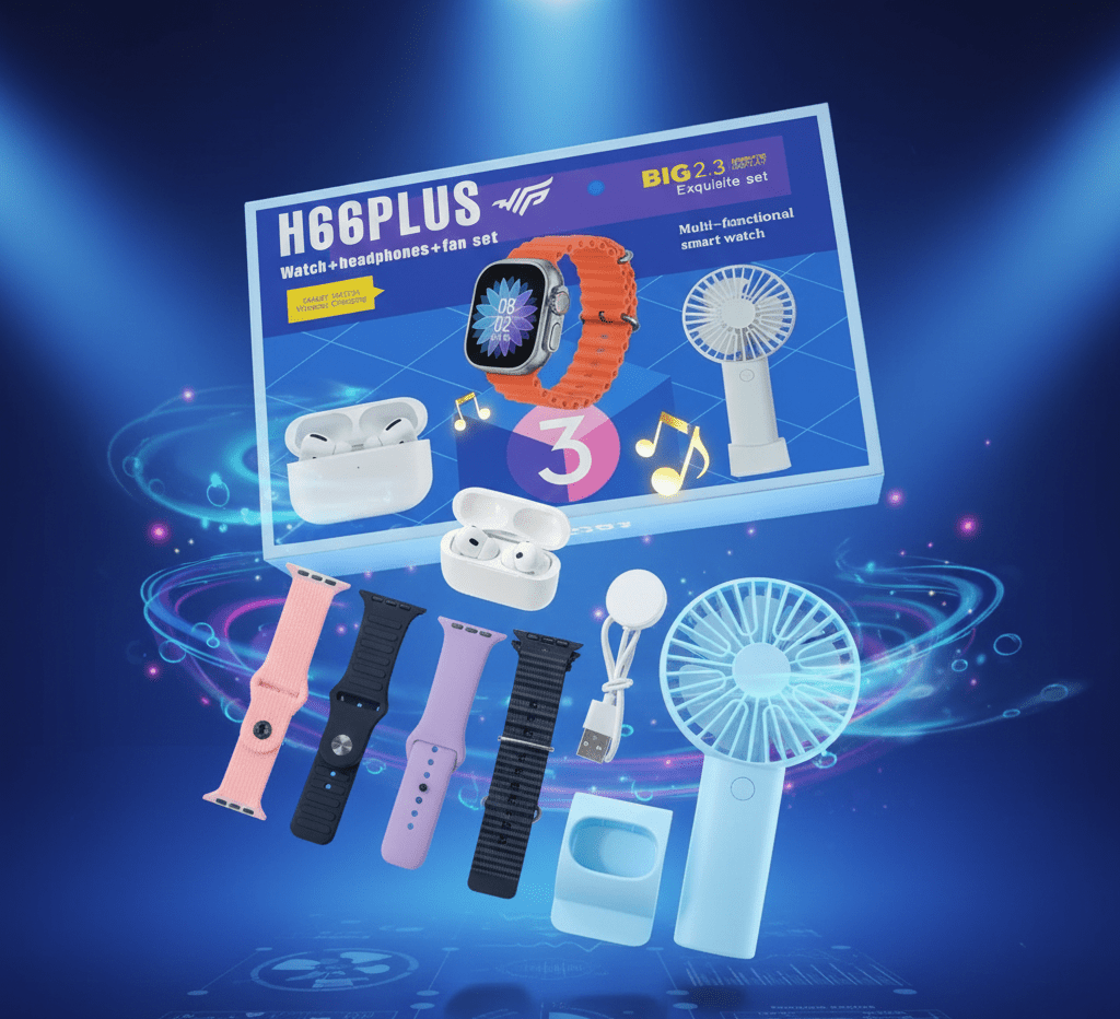 3-in-1 Smart Watch Set - front view | Qamaira UAE