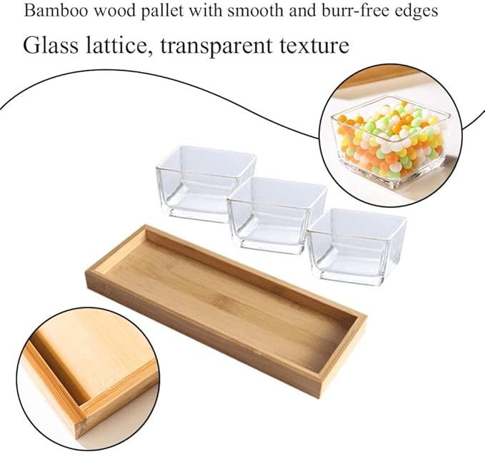 3-Piece Square Storage Jar Set with Tray