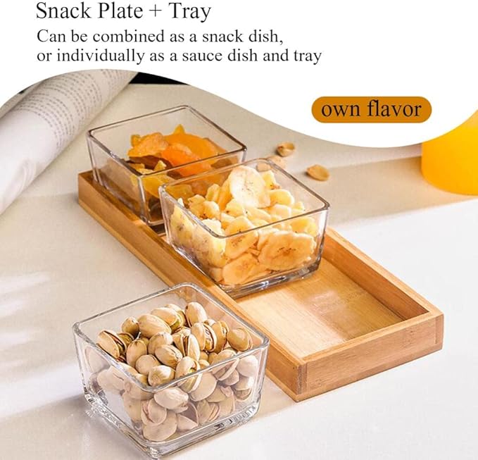 3-Piece Square Storage Jar Set with Tray