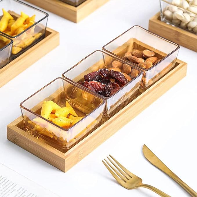 3-Piece Square Storage Jar Set with Tray