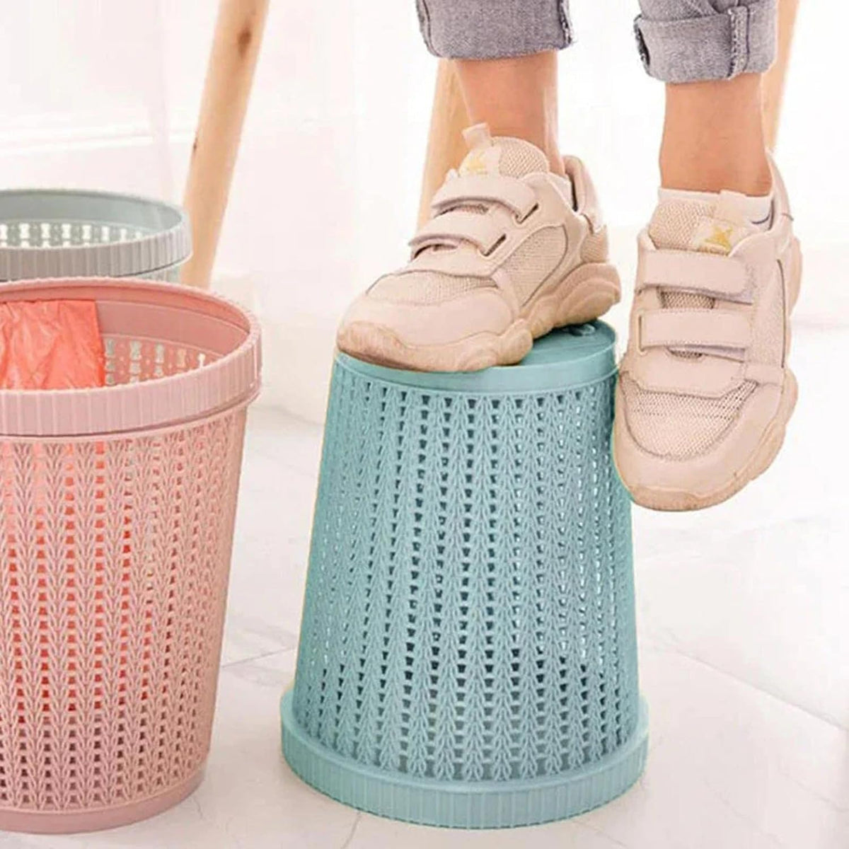 Woven Pattern Waste Bin