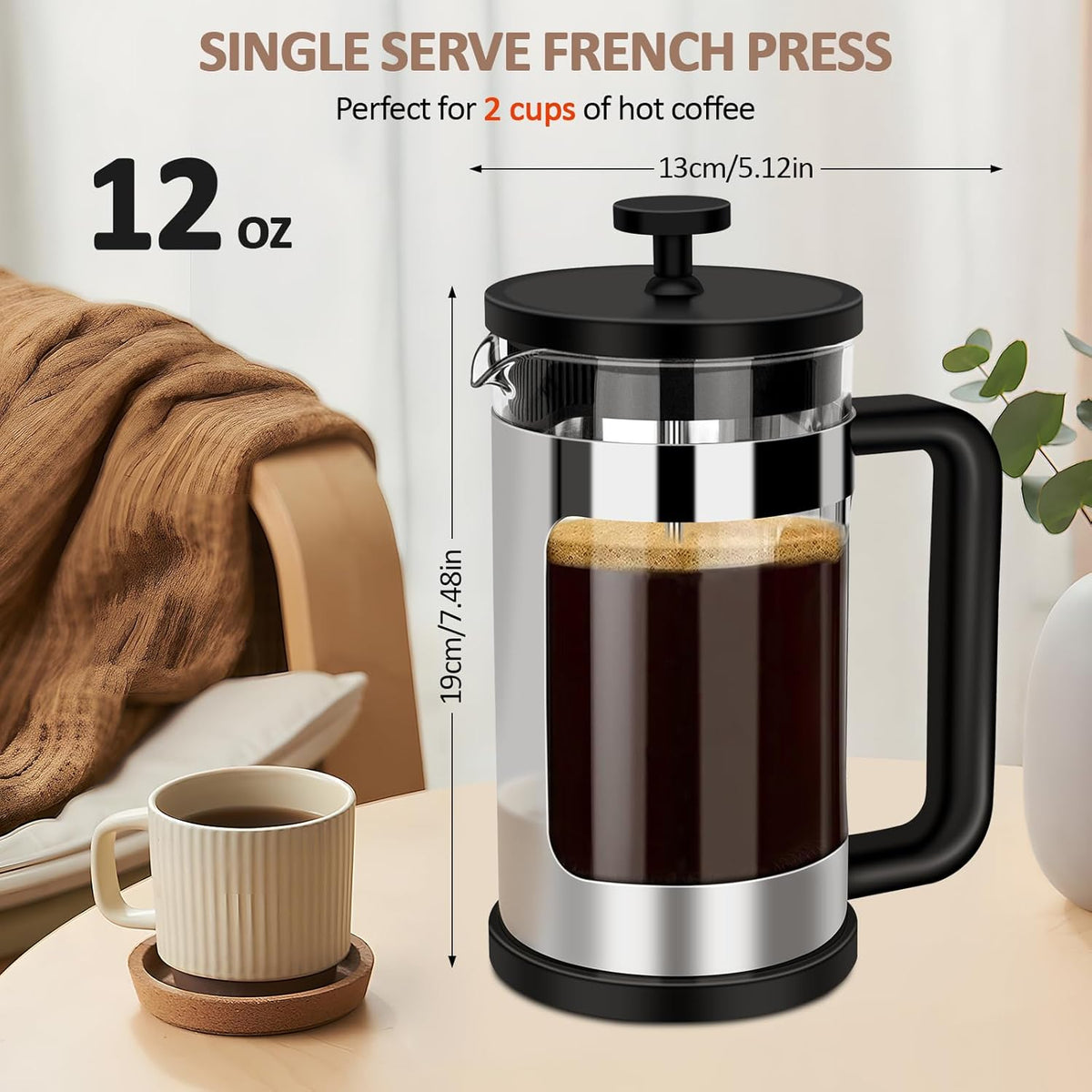 Hetai Glass Coffee Plunger - details | Qamaira UAE