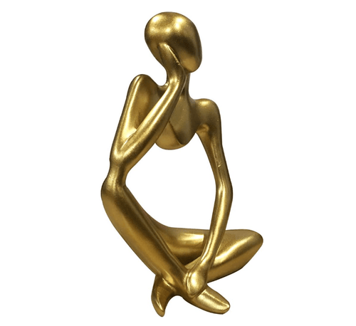 Abstract Gold Thinking Woman Statue – front view