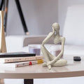 Abstract Stone-Look Thinking Woman Statue