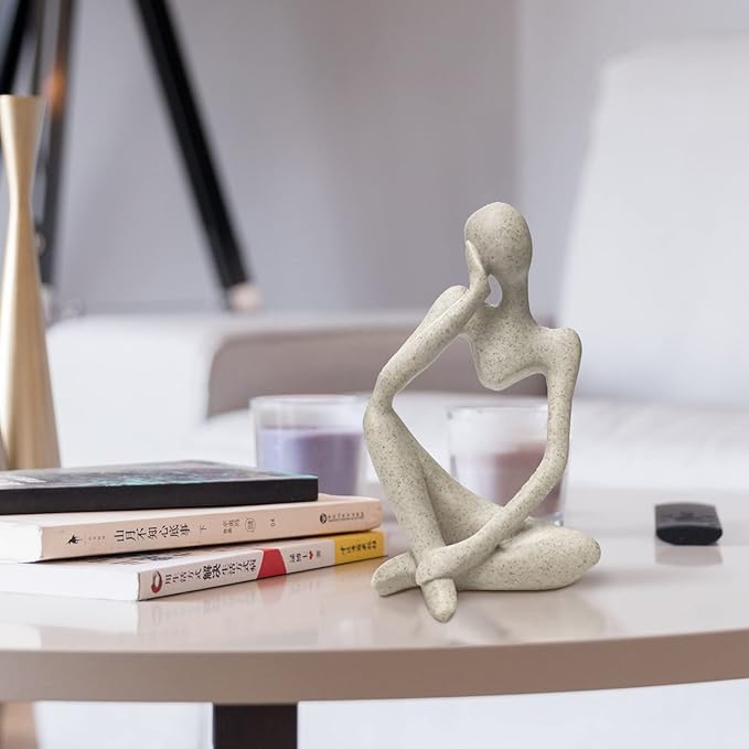 Abstract Stone-Look Thinking Woman Statue – main view