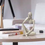 Abstract Stone-Look Thinking Woman Statue – main view