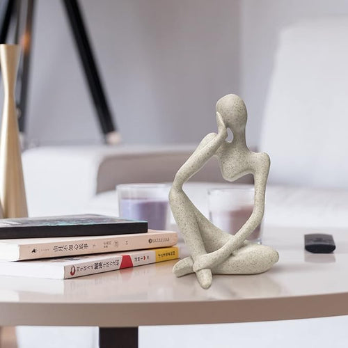 Abstract Stone-Look Thinking Woman Statue – main view