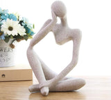 Abstract Stone-Look Thinking Woman Statue – front view