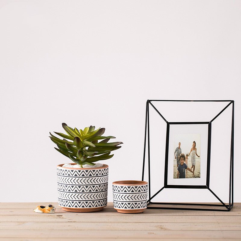 Ceramic Flower Pots Nordic Style Geometric Flower Pots – close-up