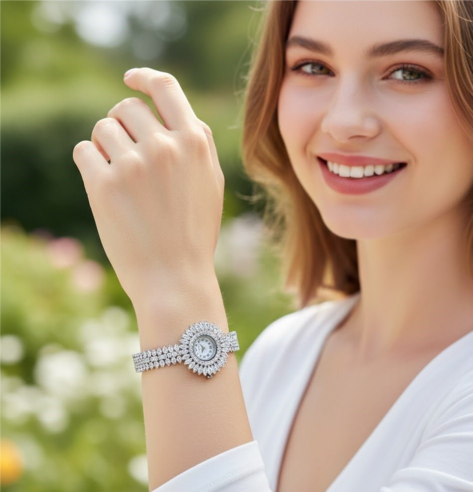 Classic Round Luxe Crystal Watch | Qamaira UAE