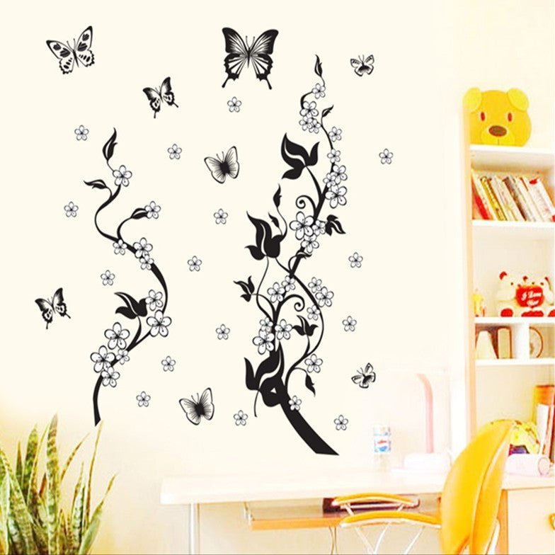 Fashion PVC Wall Sticker Butterfly Flower Third Generation – main view