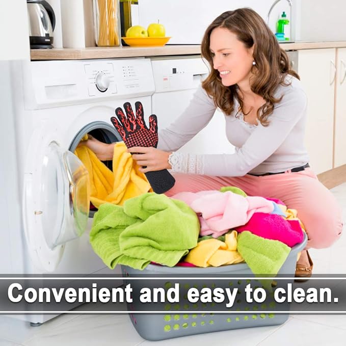 Heat Resistant BBQ Oven Gloves – in use