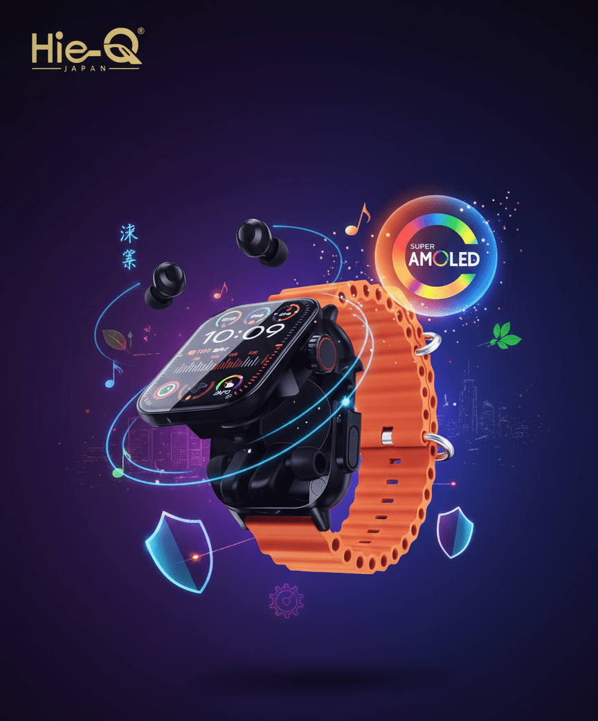 Hie-Q - TWS Amoled Smart Watch - front view | Qamaira UAE