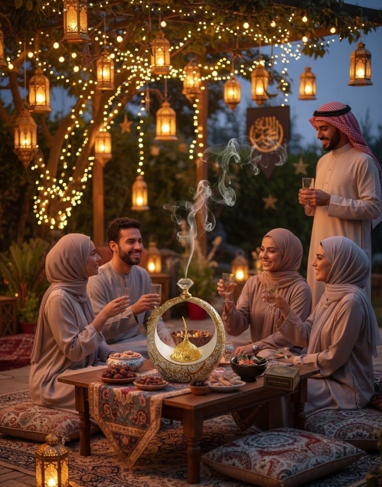 Islamic Round Crescent Frame with Hanging Golden Dome – details