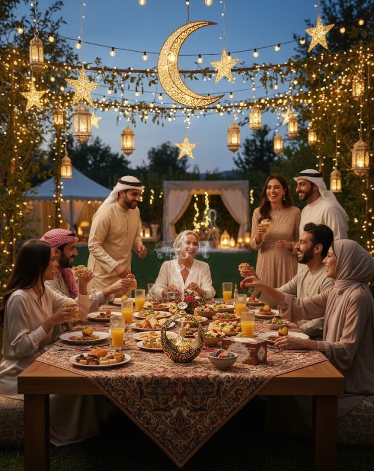 Islamic Round Crescent Frame with Hanging Golden Dome – in use