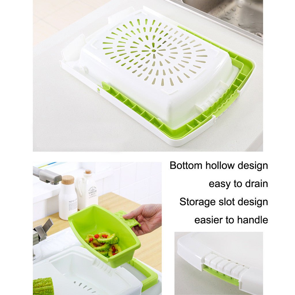 Cutting Board with Drain Basket
