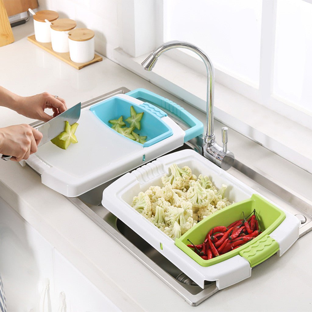 Cutting Board with Drain Basket