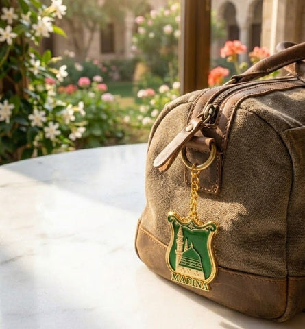 Madina Green Shield Metal Keychain – main view
