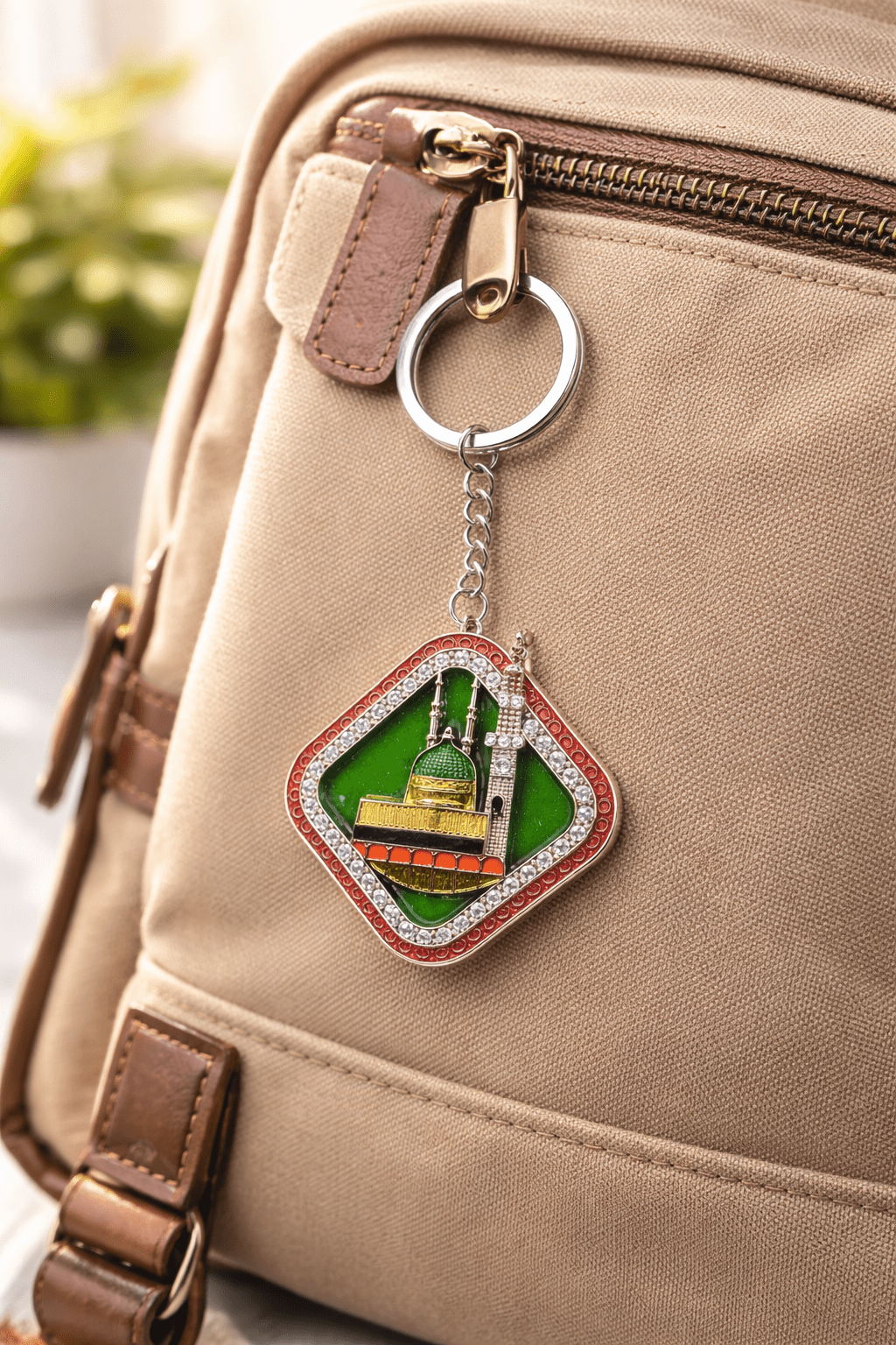 Madina Shareef Metal Keychain – front view