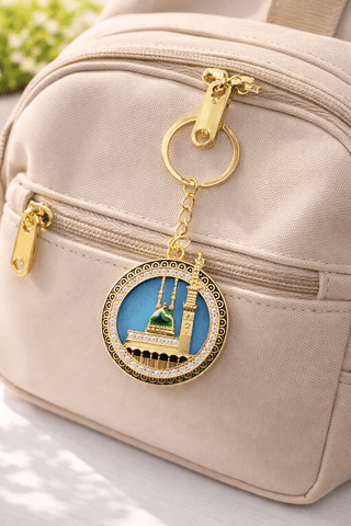 Masjid-e-Nabawi Round Rhinestone Keychain – main view
