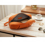 Pebbled Orange Crossbody Bag – front view
