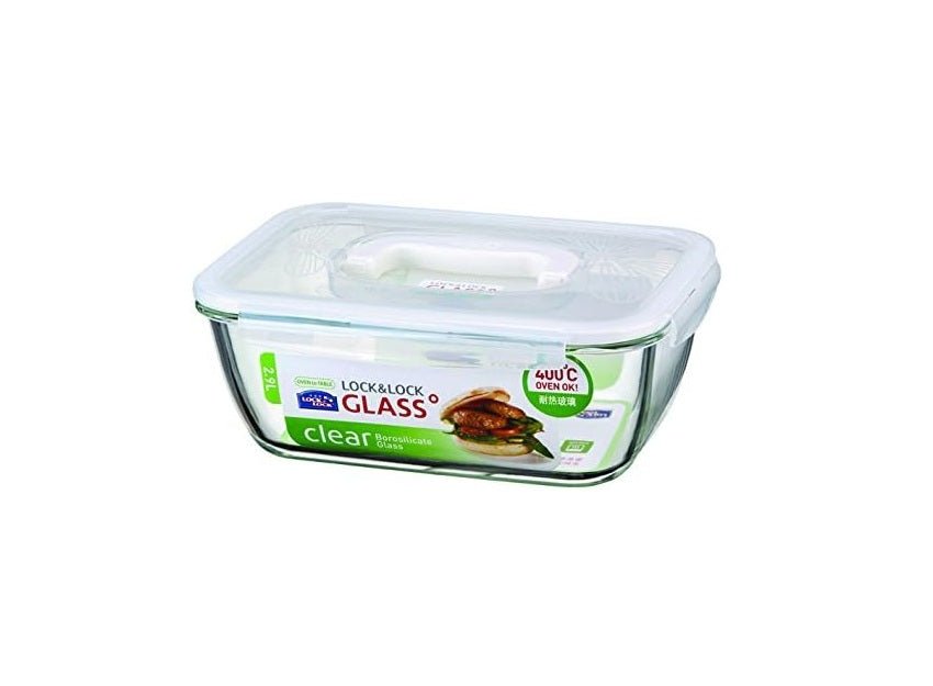 Rectangular Glass Container - in use | Qamaira UAE