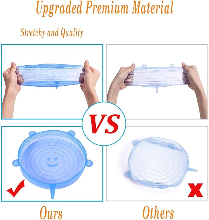 Silicone Stretch Lids With Bowl (Pack of 6) – front view