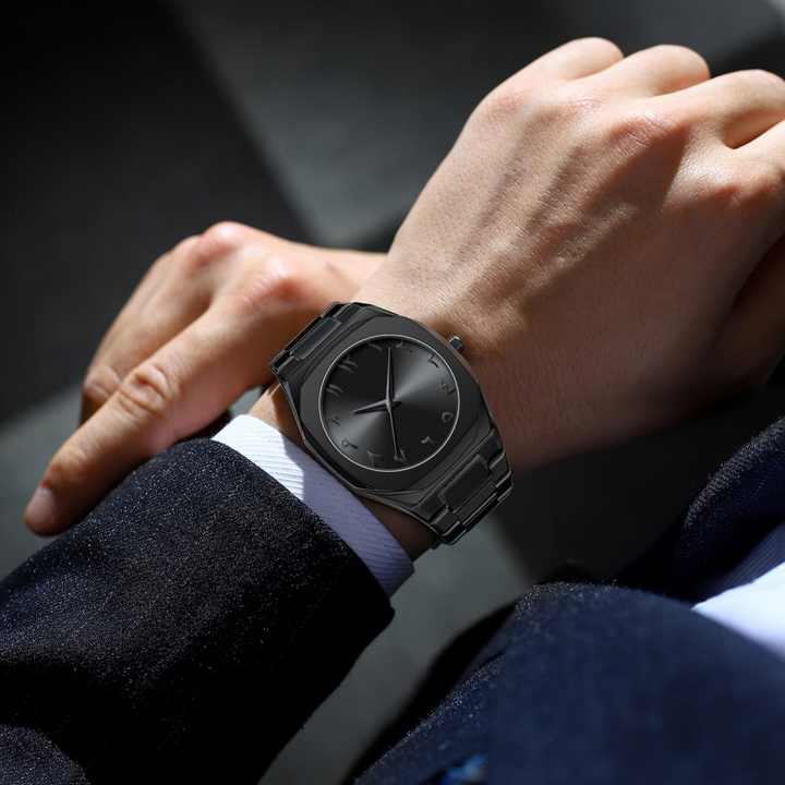 Stainless Steel Arabic Watch - front view | Qamaira UAE
