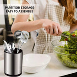 Stainless Steel Rotating Utensil Bucket – details